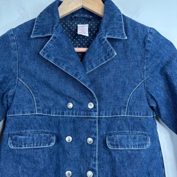 Vintage Gymboree Denim Pea Coat Bon Voyage Paris Kitty Preppy Twee Church School - Picture 2 of 10